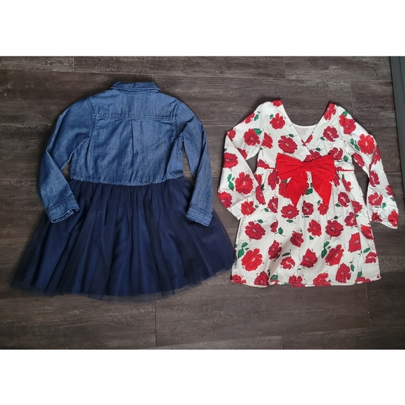 OshKosh B'gosh Denim Dress and Crown & Ivy Toddler Girls Long Sleeve Bow Dress - Picture 5 of 9